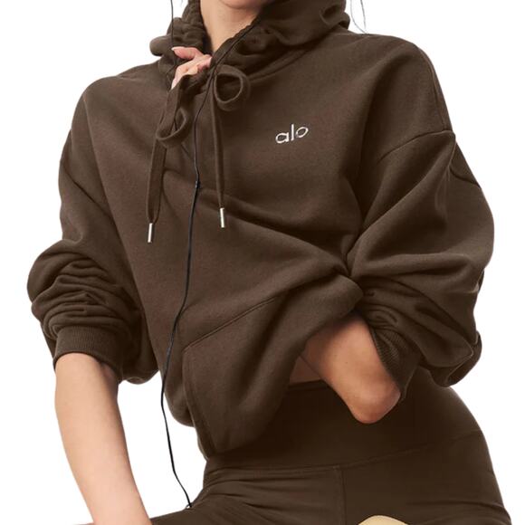 NWT Alo Yoga Accolade Hoodie 🟫 XXS Oversized Espresso - Picture 1 of 6